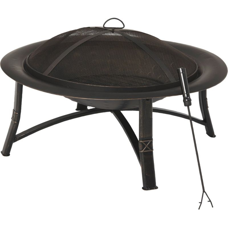 Steel Fire Pit Antique Bronze Round, Backyard Expressions Fire Pit
