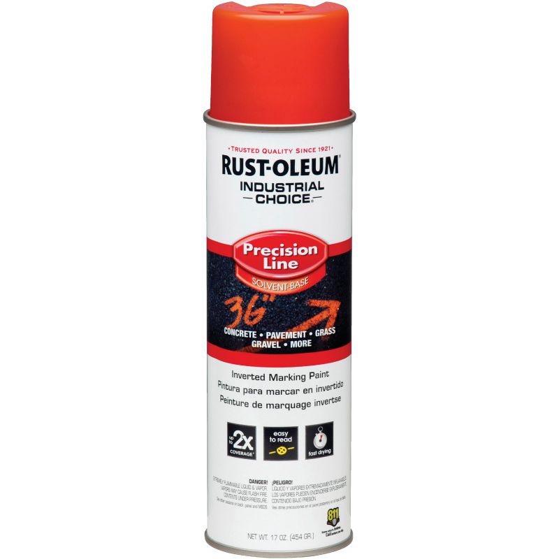 Rust-Oleum Industrial Choice Inverted Marking Spray Paint 17 Oz., Fluorescent Red