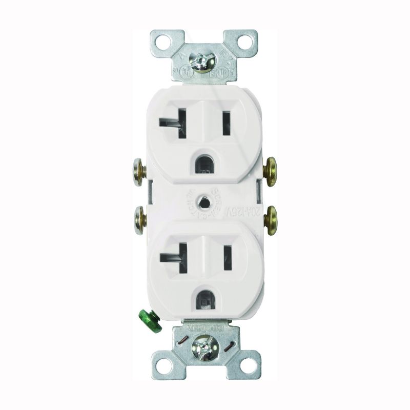 Eaton Wiring Devices 877W-BOX Duplex Receptacle, 2 -Pole, 20 A, 125 V, Side Wiring, White White