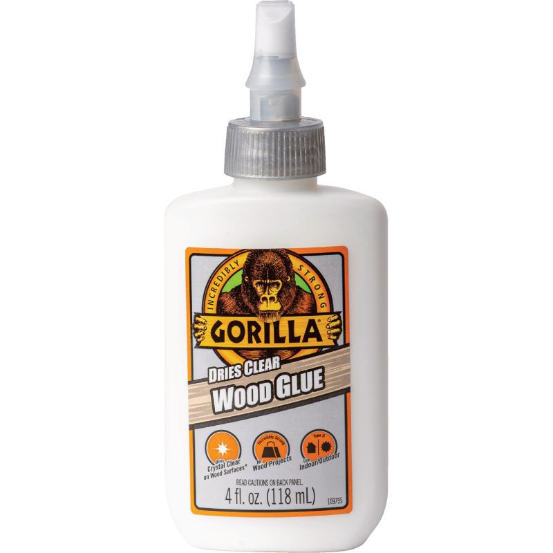 Gorilla Dries Clear Wood Glue 4 Oz.