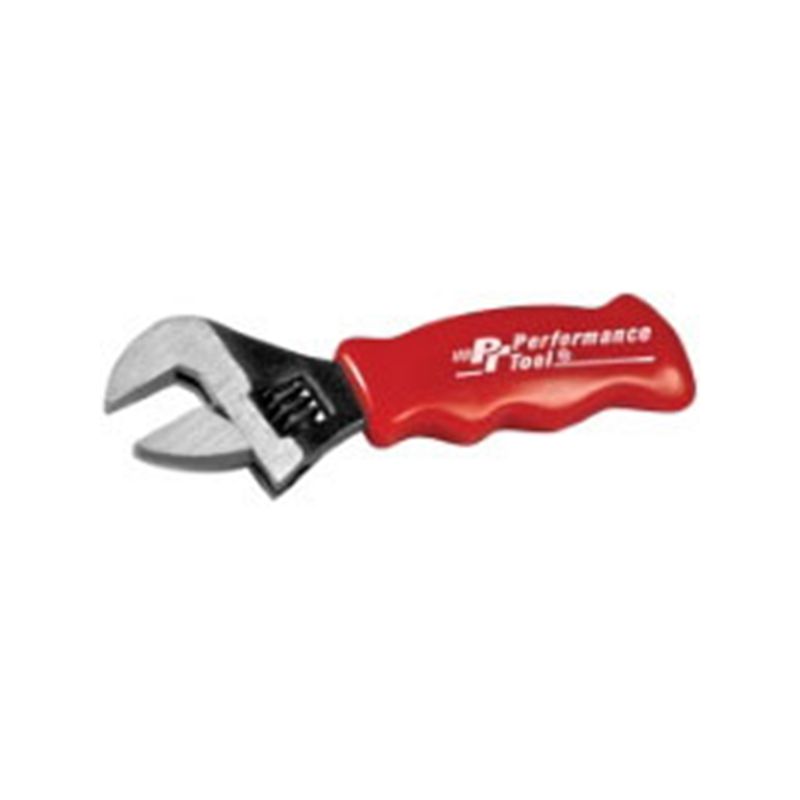 Wilmar W9108 Stubby Adjustable Wrench, 6 in OAL, 1 in Jaw, Contour Grip Handle
