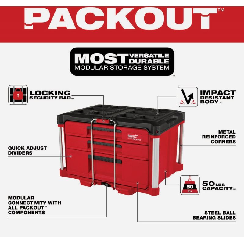 Milwaukee PACKOUT Multi-Depth Tool Box 50 Lb., Red/Black