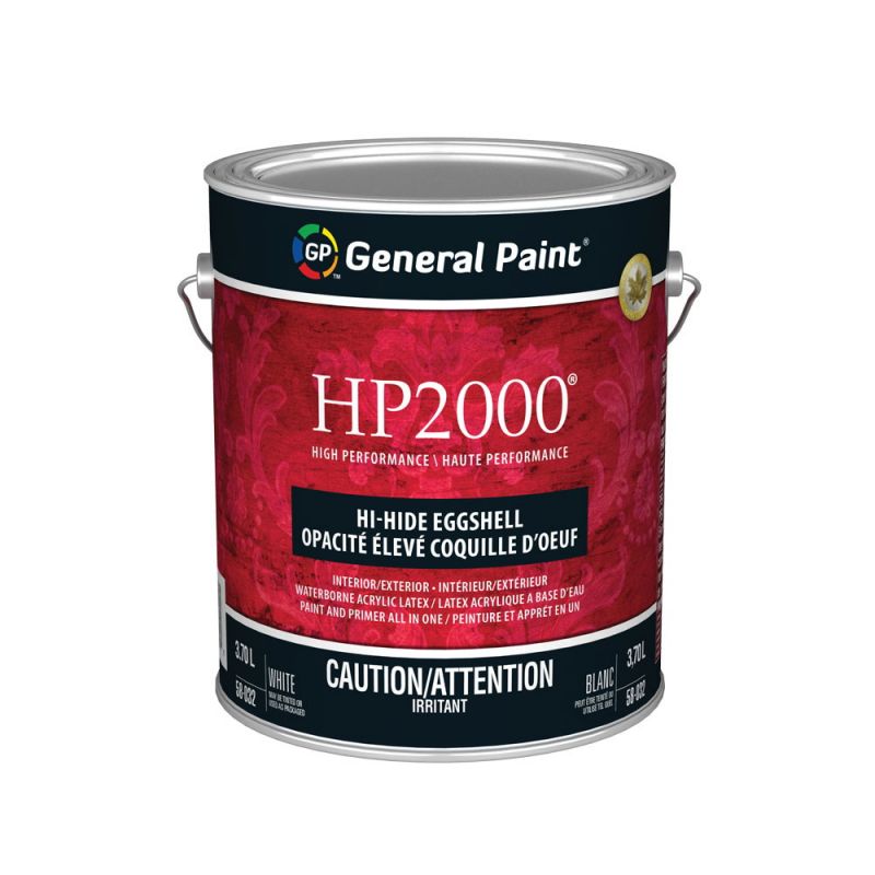 General Paint HP2000 58-032-16 Exterior Paint, Eggshell, White, 1 gal White