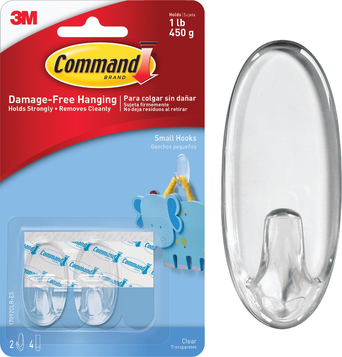 Command Small Clear Wire Hooks with Clear Strips 17067CLR-ES, 3