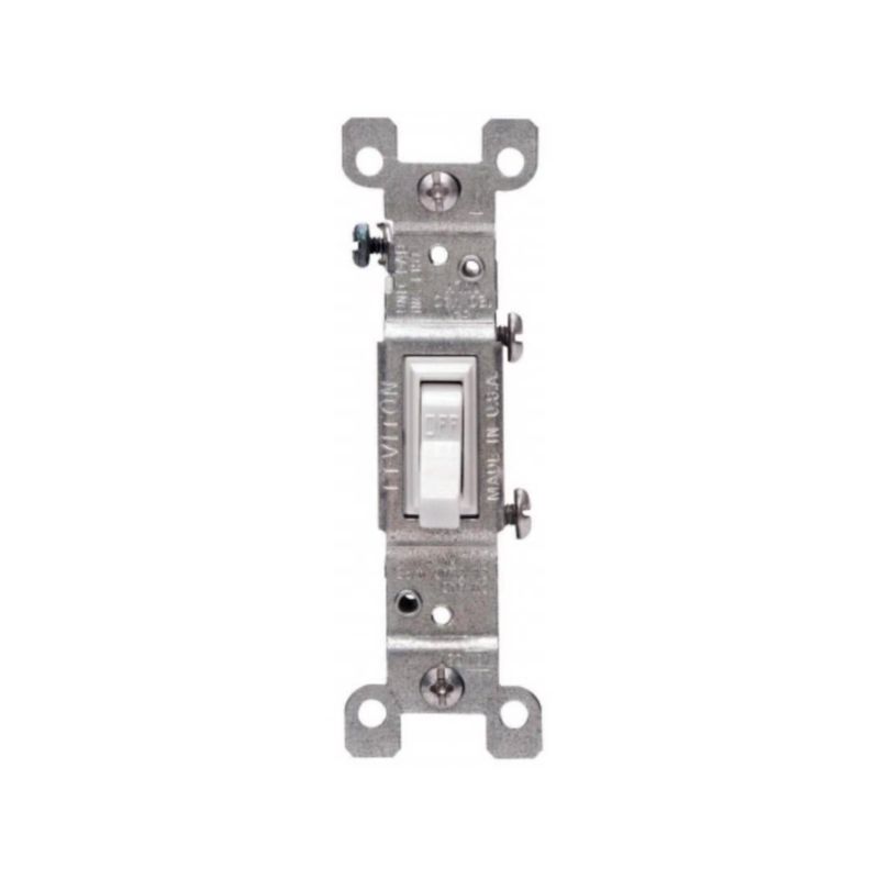 Leviton S02-01451-2WS Switch, 15 A, 120 V, Push-In Terminal, Thermoplastic Housing Material, White White