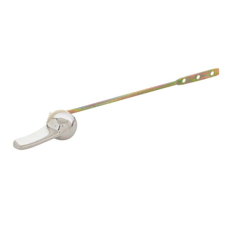 Exclusively Orgill Toilet Flush Lever, Front Mounting, 8 in L Flush Arm, Steel/Zinc, Chrome/Yellow Zinc