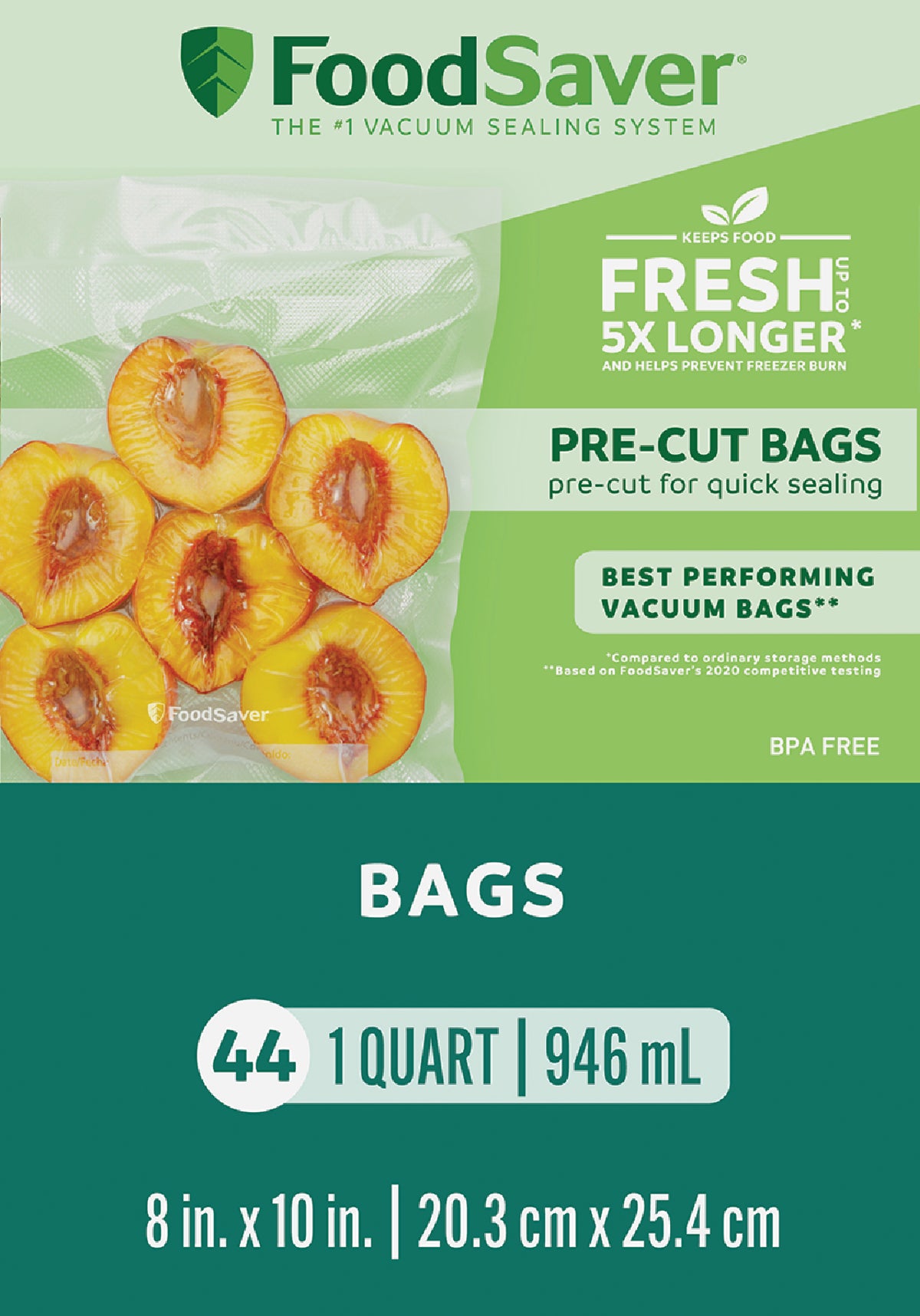 FoodSaver FSFSBF0216-NP Vacuum Seal Bag, 1 qt Capacity, C