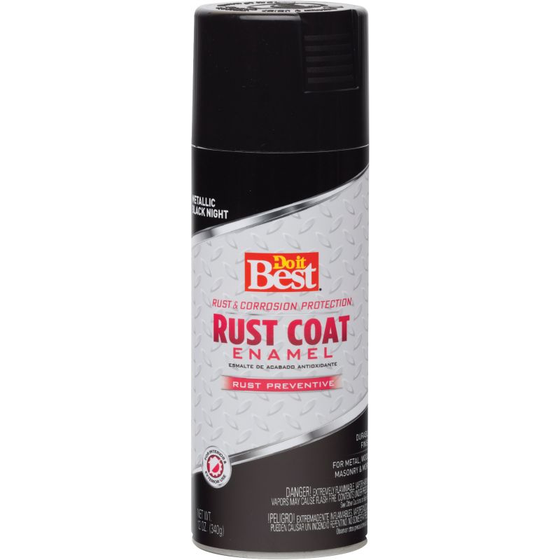 Do it Best Rust Coat Metallic Finish Anti-Rust Spray Paint Black Night, 12 Oz.