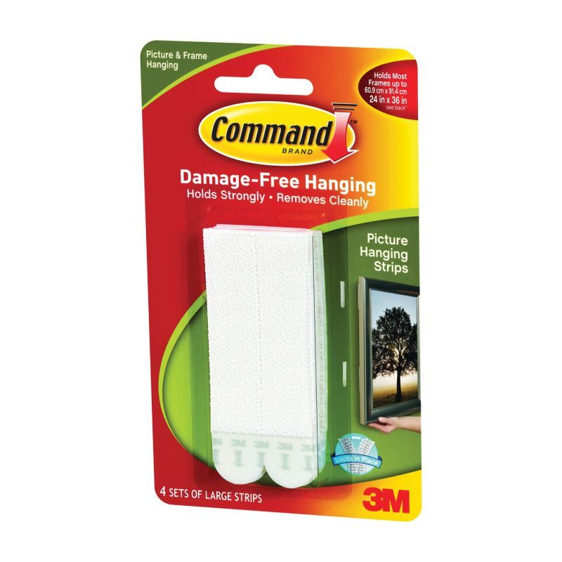 Command 17206 Picture Hanging Strip, 4 lb/set, Foam, White, 4/SET White