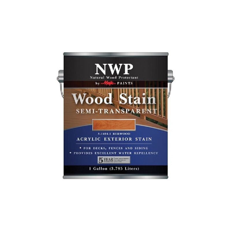 Majic Paints 8-1424-1 Wood Stain, Redwood, Liquid, 1 gal, Can Redwood