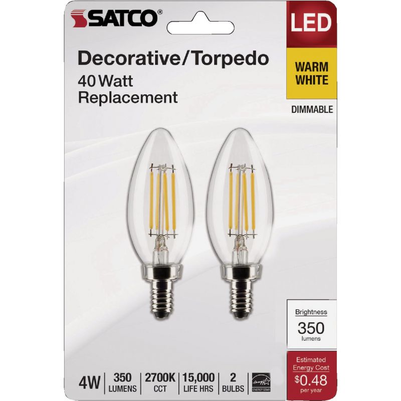Satco B11 Candelabra Base Traditional Look LED Decorative Light Bulb