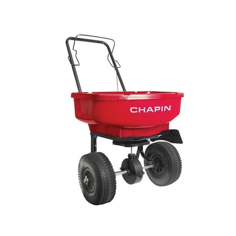 CHAPIN 81000A Residential Turf Spreader, 80 lb Capacity, Steel Frame, Poly Hopper, Pneumatic Wheel 80 Lb