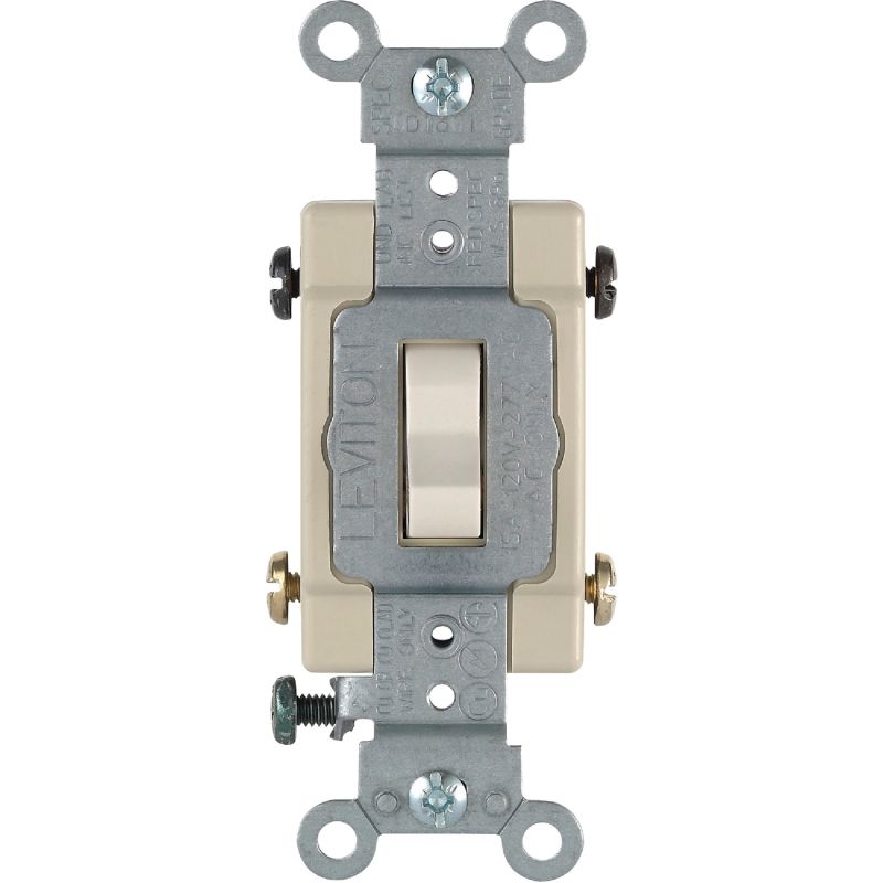 Leviton Grounded Quiet 4-Way Switch Light Almond, 15A