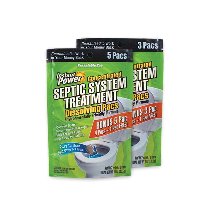 Instant Power 1852 Septic System Treatment, Powder, Light Brown, Characteristic, Weak, 2 oz Pack Light Brown