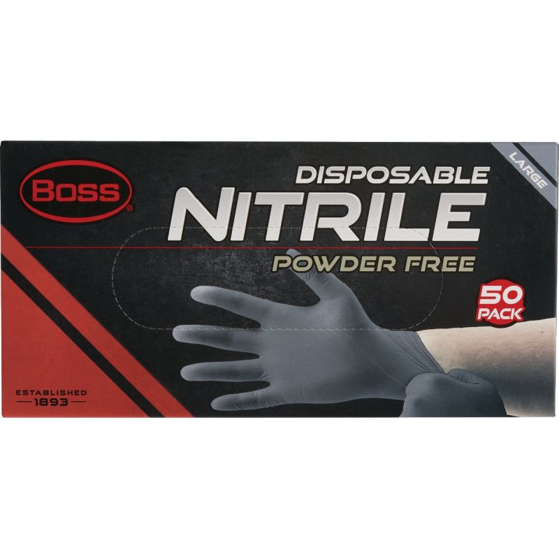 Boss Nitrile Disposable Gloves L, Black