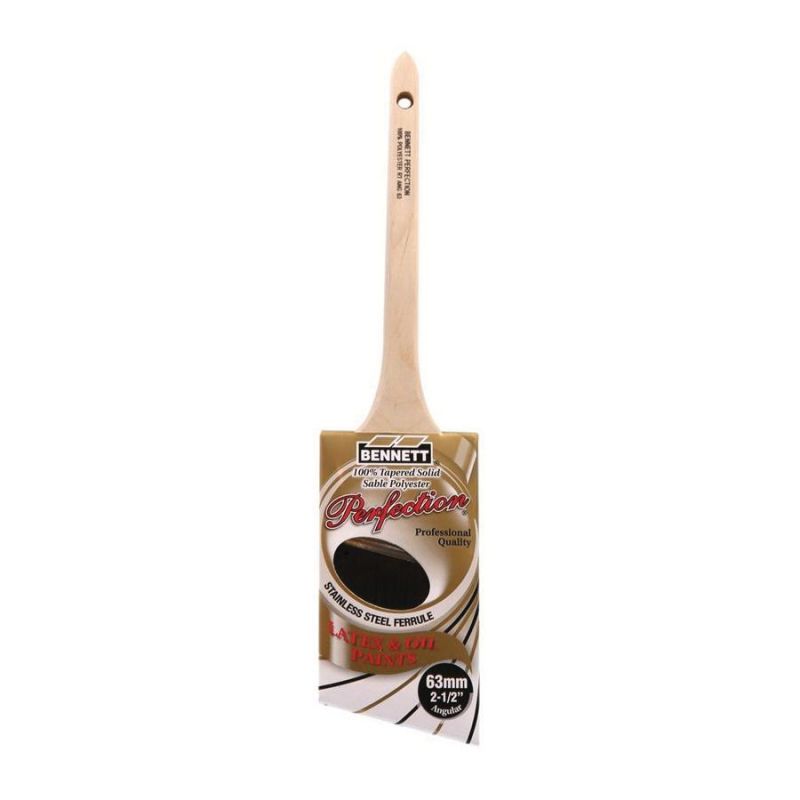 BENNETT RT ANG 63 Paint Brush, 2-1/2 in W, Polyester Bristle, Rat Tail Handle