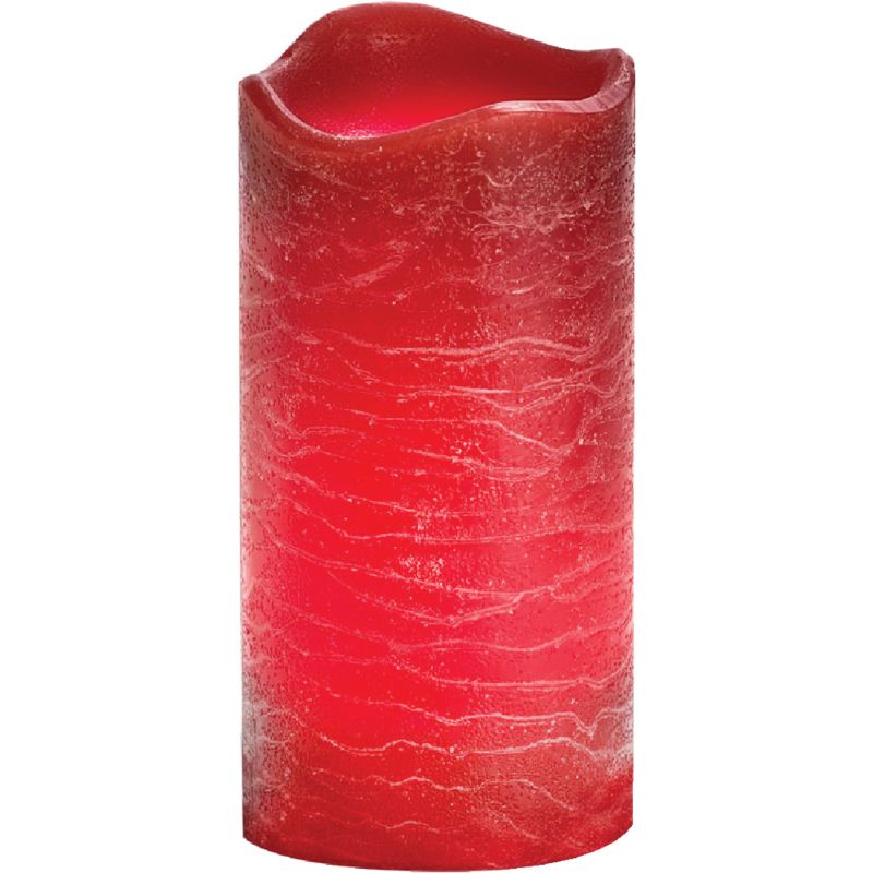 Inglow 3 In. Dia. Rustic Wax Pillar LED Flameless Candle Currant