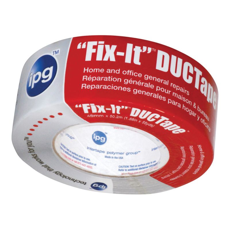 IPG 6900 Duct Tape, 55 yd L, 1.88 in W, Poly-Coated Cloth Backing, Silver Silver