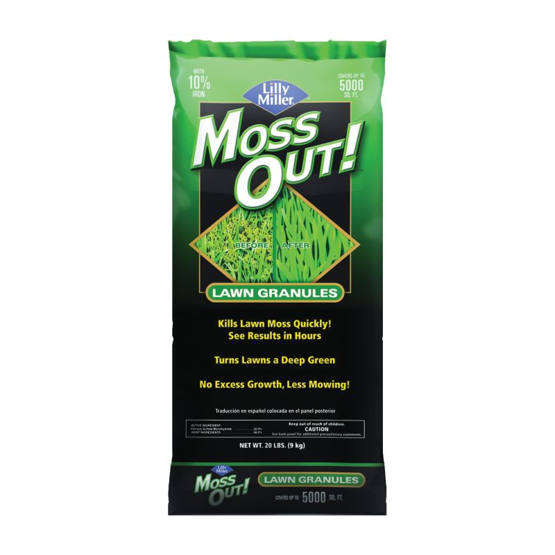 Moss Out! 100099164 Moss and Algae Killer, Granular, Black/Gray, 20 lb Black/Gray