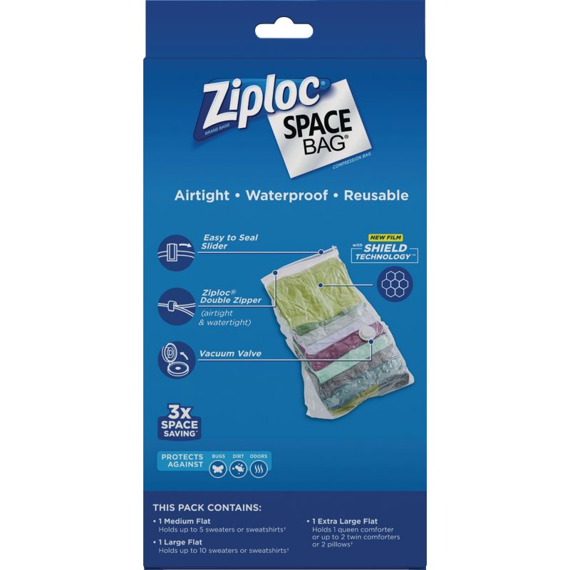 Ziploc Space Bag Vacuum Seal Flat Combo Storage Bag Clear