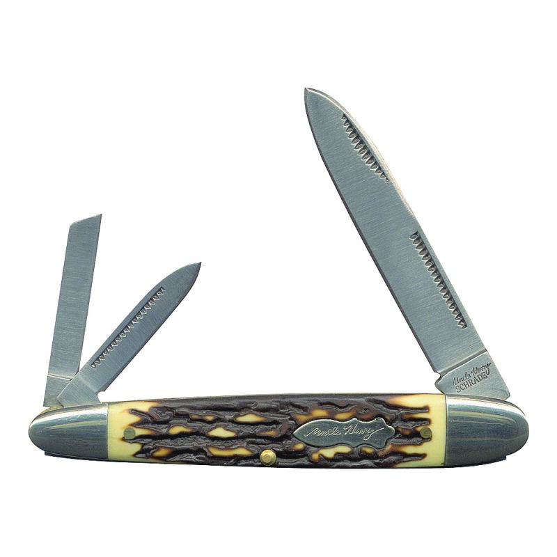 Uncle Henry 9UH Folding Pocket Knife, 2.8 in L Blade, 7Cr17 High Carbon Stainless Steel Blade, 3-Blade 2.8 In