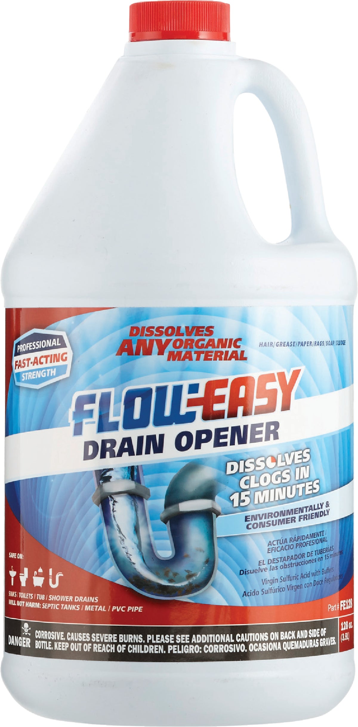 FLOW-EASY FE32 Drain Opener, Oily Liquid, Dark Brown, Odorless, 1 qt Bottle