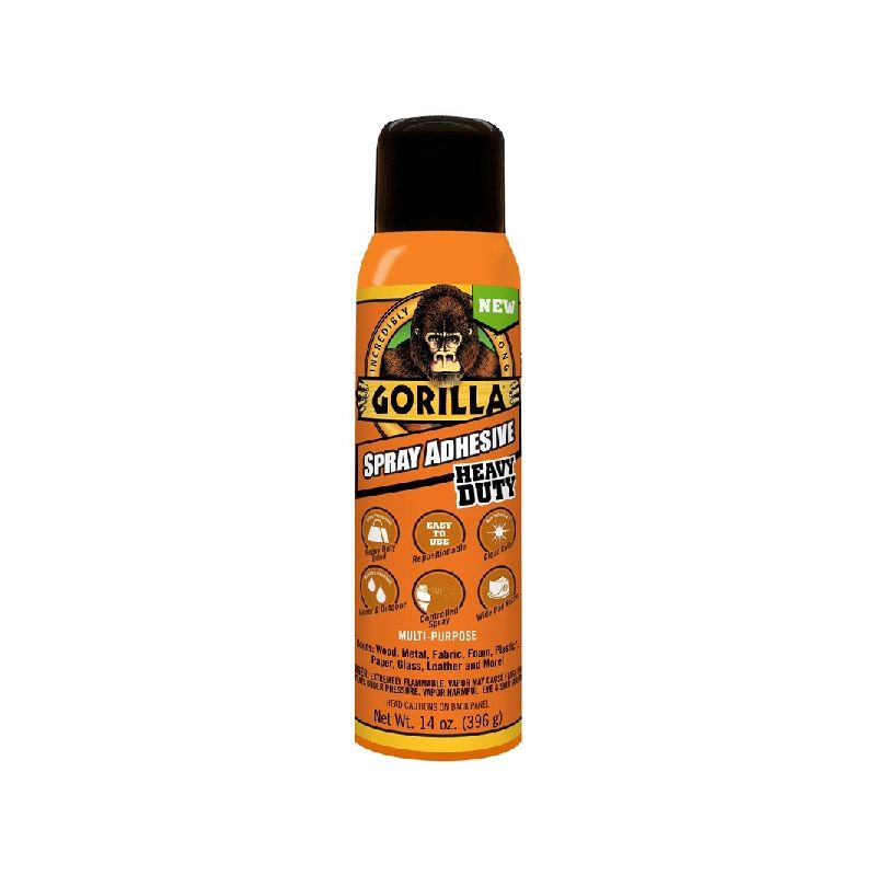 Gorilla 6301502 Spray Adhesive, Clear, 24 hr Curing, 14 oz Clear