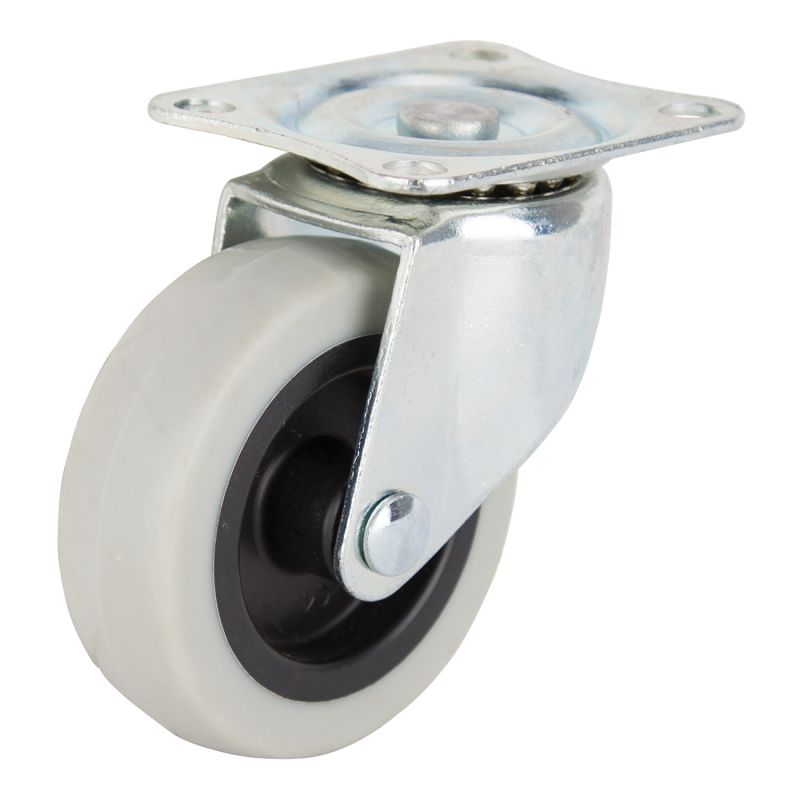 ProSource JC-N04-G Swivel Caster, 3 in Dia Wheel, 24 mm W Wheel, Thermoplastic Rubber Wheel, Gray, 130 lb Gray