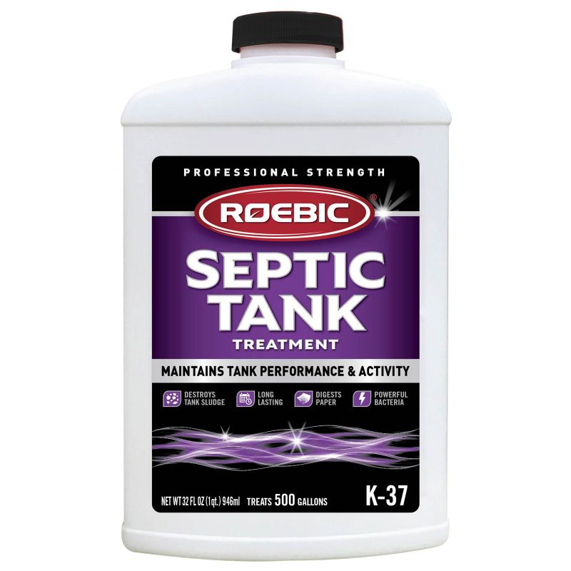 Roebic K-37 Septic System Treatment, Liquid, Straw, Earthy, Slightly Hazy, 1 qt, Bottle Straw