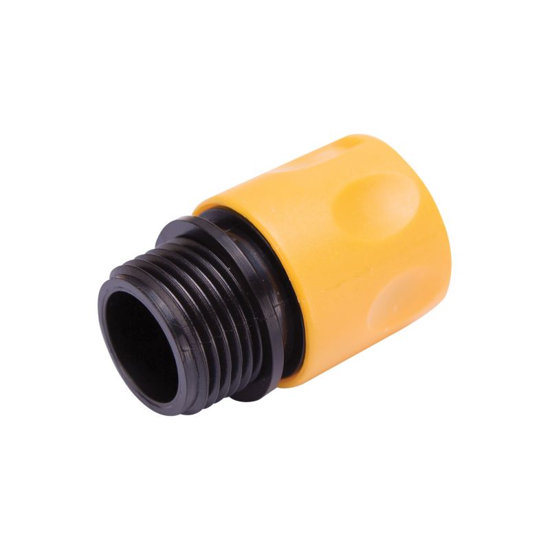 Landscapers Select GC522 Hose Connector, 3/4 in, Male, Plastic, Yellow and Black Yellow And Black