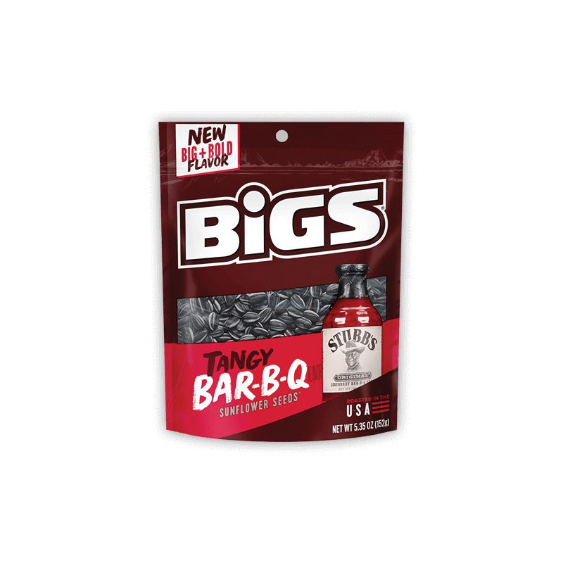 Bigs 607455 Sunflower Seeds, Tangy BBQ, 5.35 oz, Bag (Pack of 12)