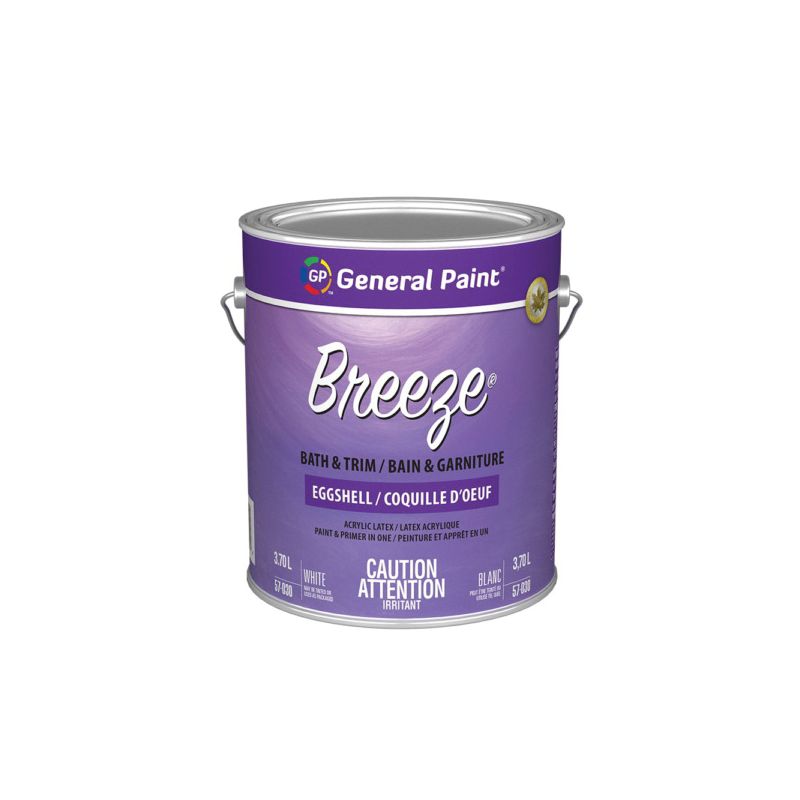General Paint 57-030-14 Kitchen and Bath Paint, Eggshell, White, 1 qt, Latex Base White