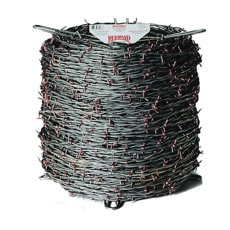 Red Brand 70476 Barbed Wire, 1320 ft L, 12-1/2 Gauge, 4 in Points Spacing, Galvanized Steel