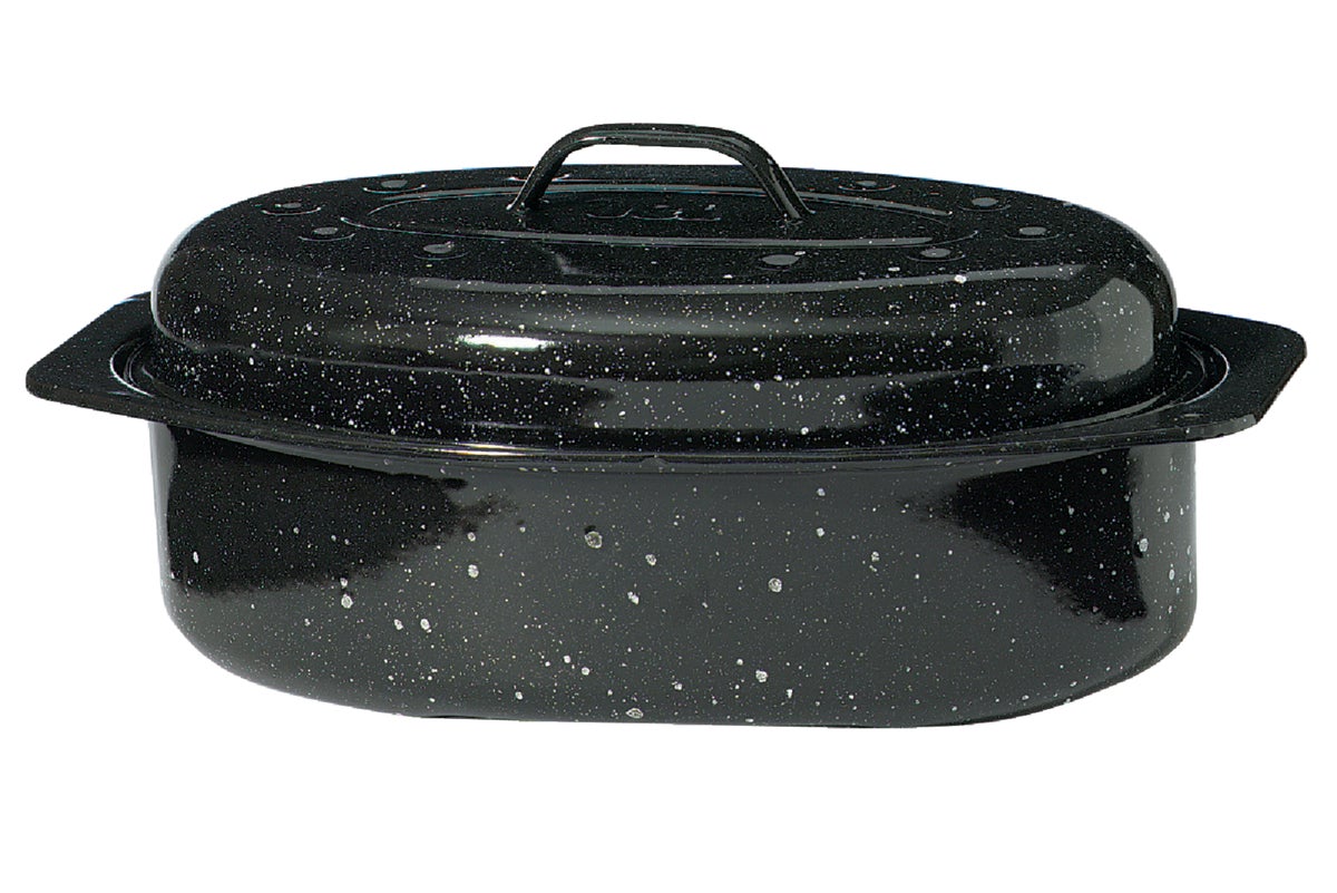 Granite Ware 21 in Oven Rectangular Roaster with lid. (Speckled Black) -  Accommodates up to 25 lb poultry or roast.