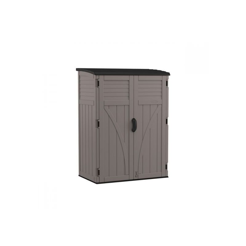 Suncast BMS5700SB Vertical Shed, 54 cu-ft Capacity, 4 ft 5 in W, 2 ft 8-1/2 in D, 5 ft 11-1/2 in H, Resin 54 Cu-ft, Stoney