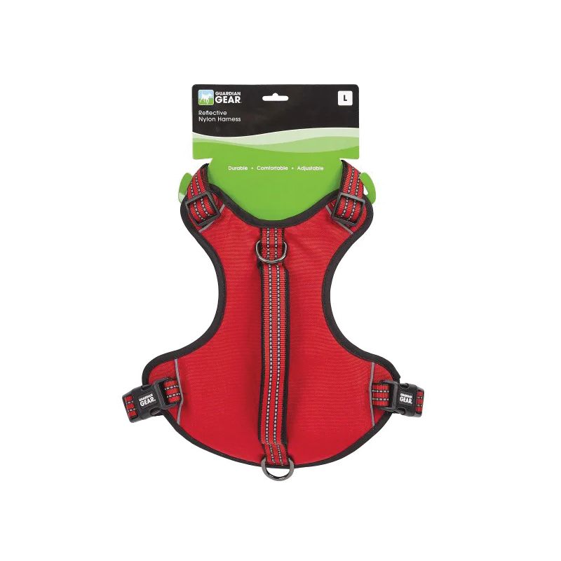 Guardian Gear ZA0031 10 83 Reflective Harness, 12 to 20 in, Fastening Method: O-Ring Strap, Nylon Harness, True Red 12 To 20 In, True Red