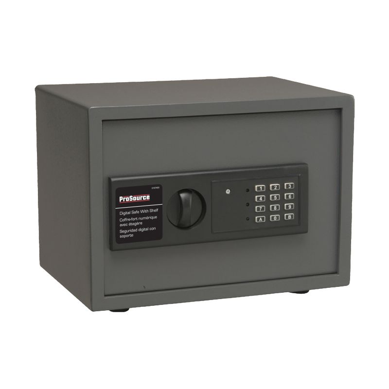 ProSource S-30ES Digital Electronic Safe, 15 in W x 11-13/16 in D x 11-13/16 in H Exterior, Solid Steel, Powder-Coated Dark Gray