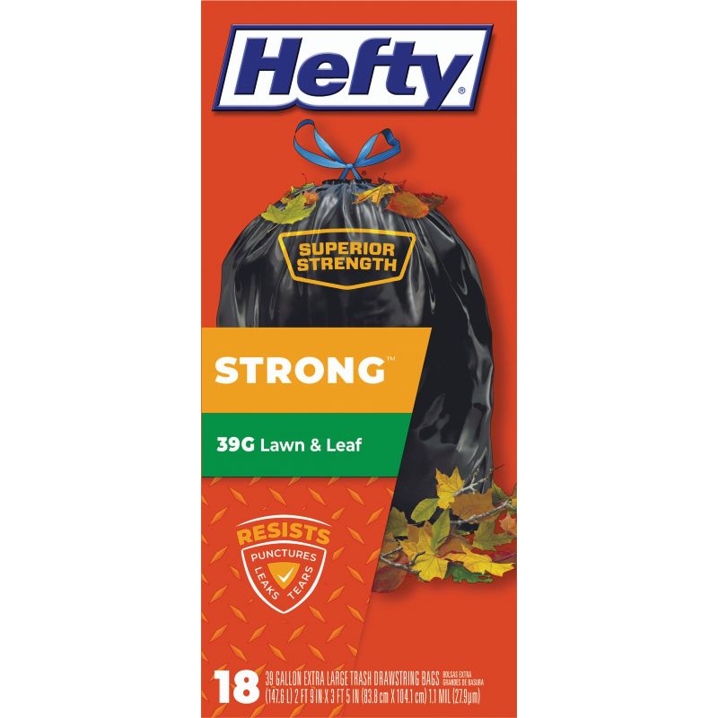 Hefty Strong Lawn &amp; Leaf Bag 39 Gal., Black