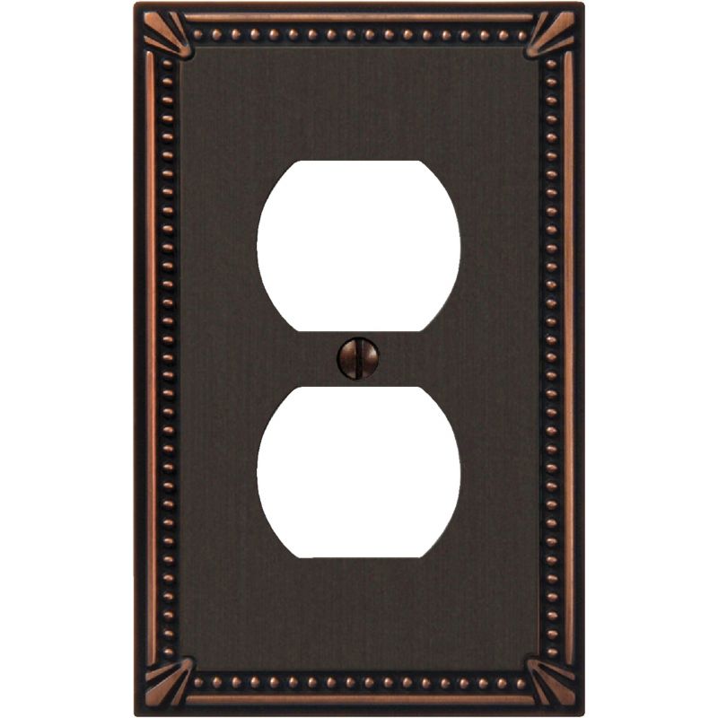 Amerelle Imperial Bead Cast Metal Outlet Wall Plate Aged Bronze