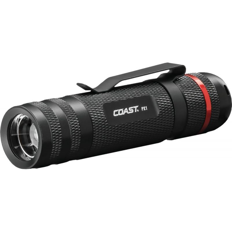 Coast PX1 Pure Beam Focusing LED Flashlight Black With Red Stripe