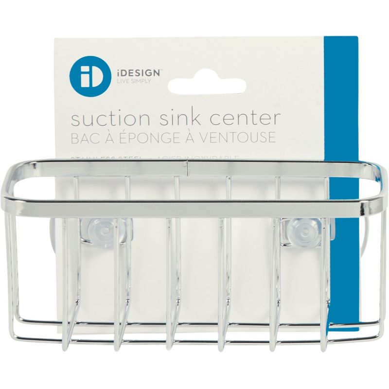 iDesign Sinkworks Suction Sink Center Sponge Holder Silver