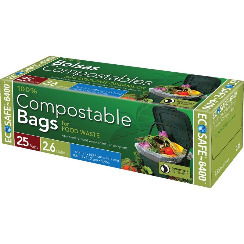 EcoSafe-6400 Compostable Food Waste Trash Bag 2.6 Gal., Green