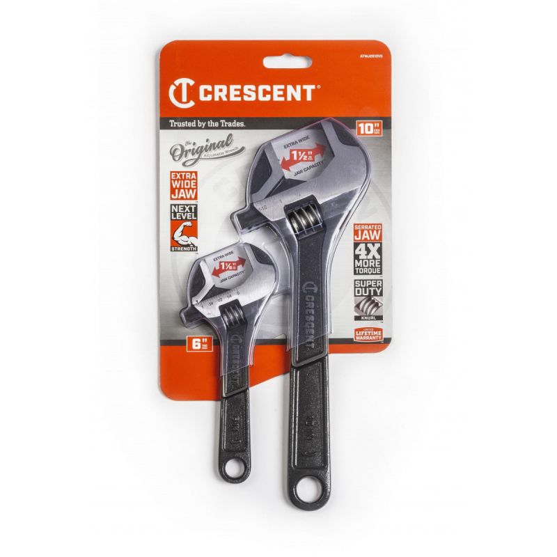 Crescent ATWJ2610VS Wrench Set, 2-Piece, Alloy Steel, Black Phosphate