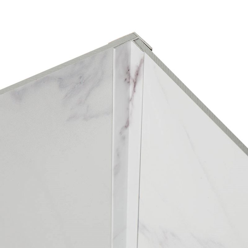 Palisade 18910 Inside Corner Trim, 94 in L, 0.93 in W, Vinyl, Carrara Marble, Adhesive Installation Carrara Marble