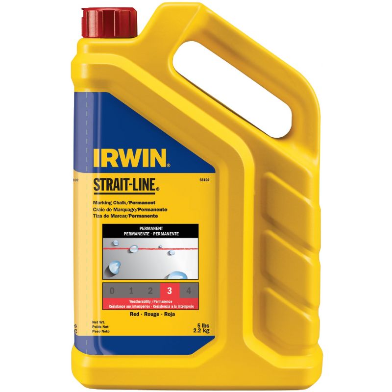 Irwin STRAIT-LINE Permanent Marking Chalk 5 Lb., Red