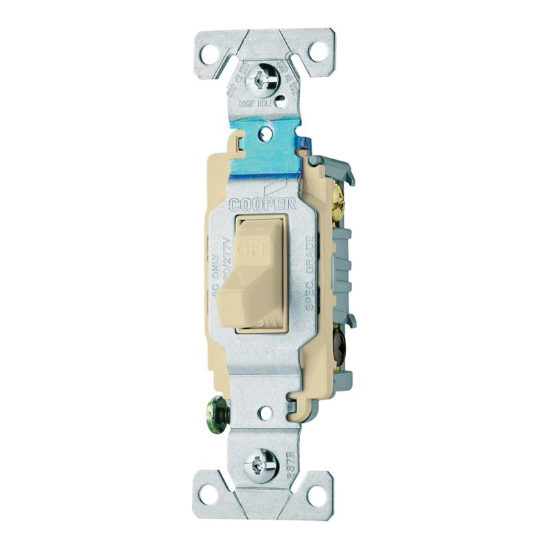 Eaton Wiring Devices CS315V Toggle Switch, 15 A, 120/277 V, 3 -Position, Screw Terminal, Nylon Housing Material Ivory