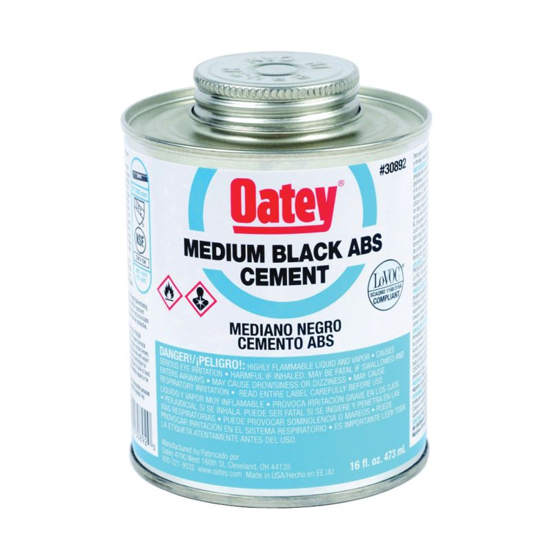 Oatey 30999 Solvent Cement, Opaque Liquid, Black, 4 oz Can Black