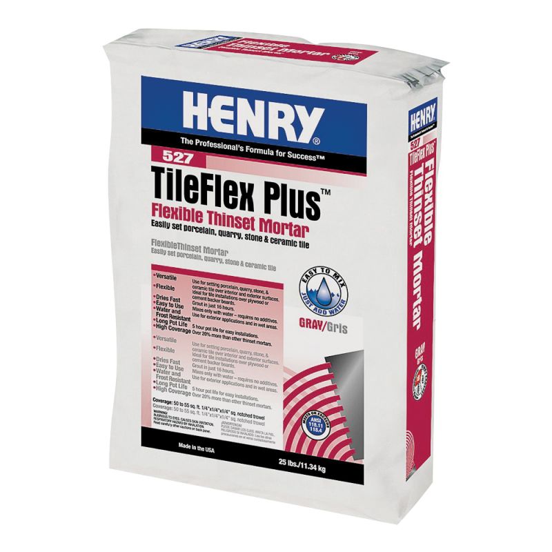 Henry 527 TileFlex Plus Series 12263 Thin-Set Mortar, White, Fine Solid Powder, 25 lb, Bag White