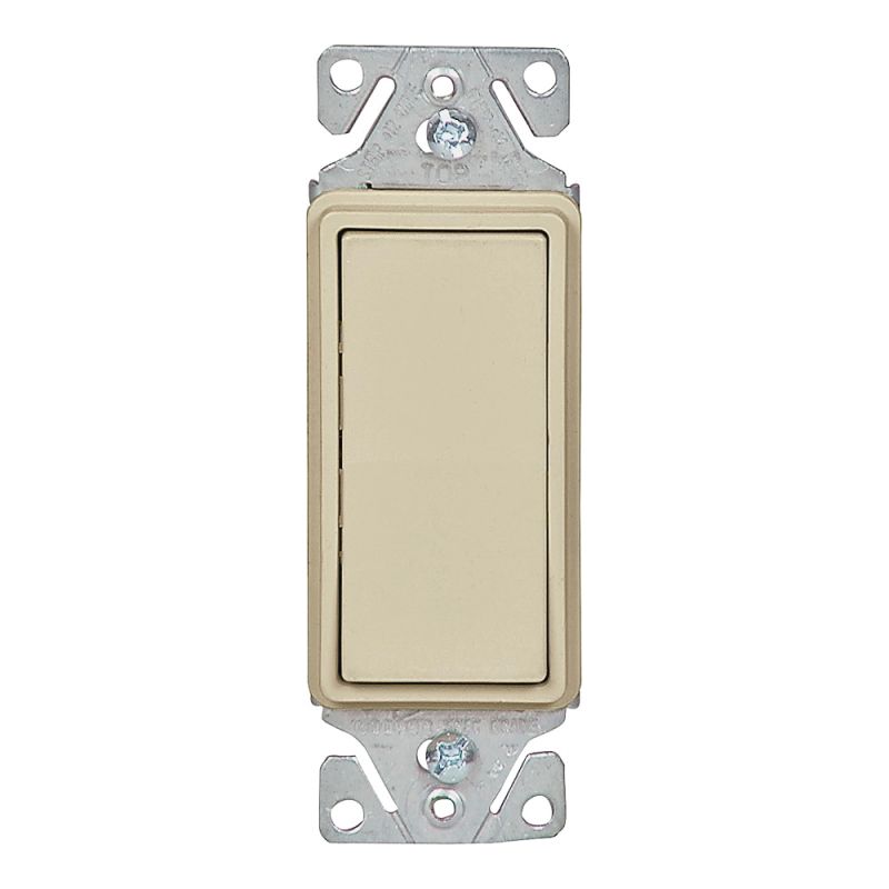 Eaton Wiring Devices 7500 C7501V-SP Rocker Switch, 15 A, 120/277 V, SPST, Lead Wire Terminal, Ivory Ivory