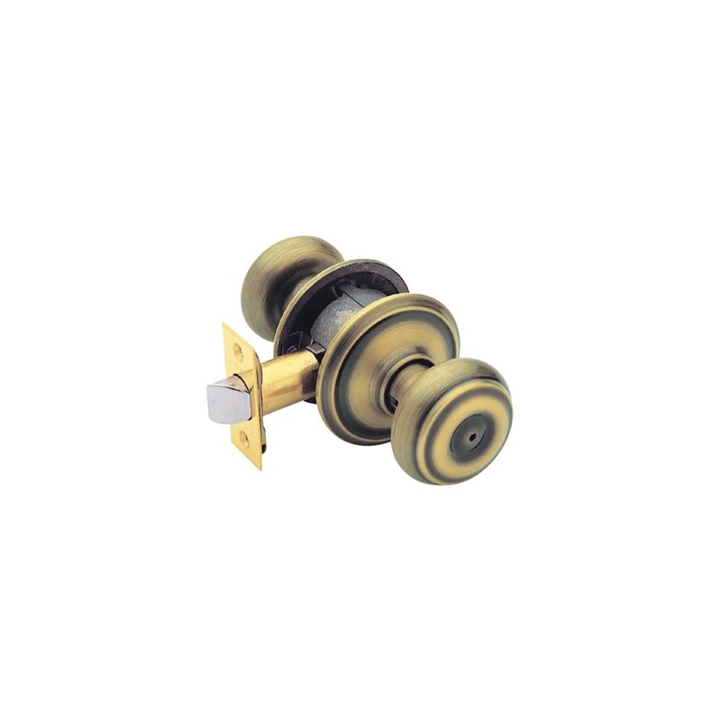 Schlage Georgian Series F40VGEO609 Privacy Lockset, Round Design, Knob Handle, Antique Brass, Metal, Interior Locking